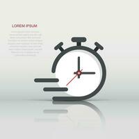 Clock icon in flat style. Time vector illustration on isolated background. Quick service time sign business concept.