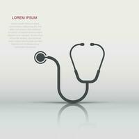 Stethoscope icon in flat style. Heart diagnostic vector illustration on isolated background. Medicine sign business concept.