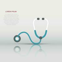 Stethoscope icon in flat style. Heart diagnostic vector illustration on isolated background. Medicine sign business concept.