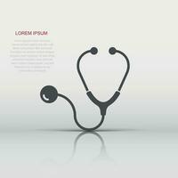 Stethoscope icon in flat style. Heart diagnostic vector illustration on isolated background. Medicine sign business concept.