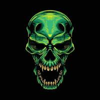 green skull artwork illustration vector