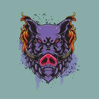 boar head artwork illustration vector