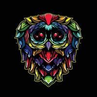 full color owl artwork illustration vector