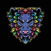 lion head artwork illustration on dark background vector