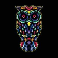 full color owl artwork illuatration vector