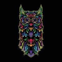 full color owl artwork illuatration vector