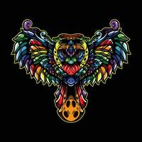 full color owl artwork illuatration vector