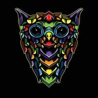 full color owl artwork illuatration vector