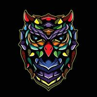 full color owl artwork illuatration vector