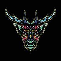deer head full color artwork vector