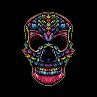 full color skull artwork illustration vector