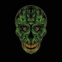 green skull artwork on dark background vector