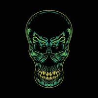 verde cráneo obra de arte en oscuro antecedentes vector