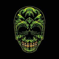 green skull artwork on dark background vector