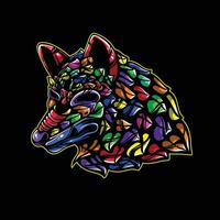 full color wolf artwork illustration vector