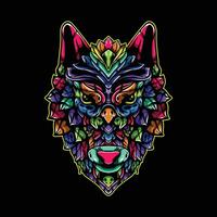 full color wolf artwork illustration vector