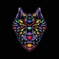 full color wolf artwork illustration vector