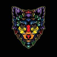 full color wolf artwork illustration vector