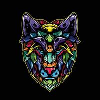 full color wolf artwork illustration vector