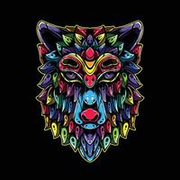 lleno color lobo obra de arte ilustración vector