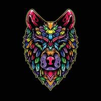 full color wolf artwork illustration vector