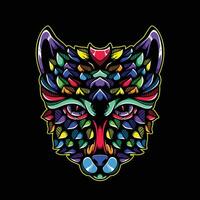 full color cat artwork illustration vector