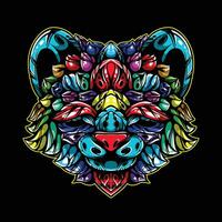 full color cat artwork illustration vector
