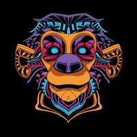 monkey face pattern artwork illustration vector
