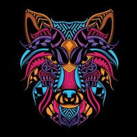 wolf face pattern artwork illustration vector