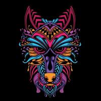 wolf face pattern artwork illustration vector