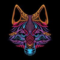 wolf face pattern artwork illustration vector