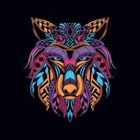 wolf face pattern artwork illustration vector