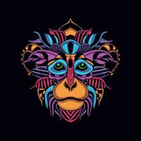 monkey face pattern artwork illustration vector