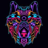 wolf face pattern artwork illustration vector