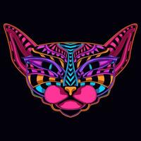 cat face pattern artwork illustration vector