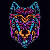 wolf face pattern artwork illustration vector