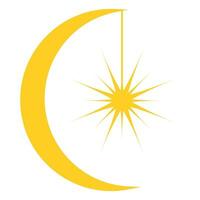 Illustration of a yellow crescent with a star vector