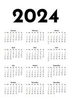 Calendar for 2024 isolated on a white background vector