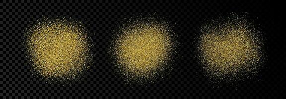 Set of three golden glittering backdrops on a dark vector