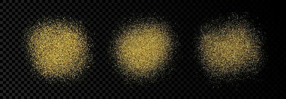 Set of three golden glittering backdrops on a dark vector