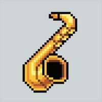 píxel Arte ilustración saxofón. pixelado saxofón. saxofón música icono pixelado para el píxel Arte juego y icono para sitio web y vídeo juego. antiguo colegio retro vector