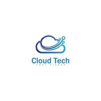 Cloud Tech Logo Design Template. Cloud stylish logo and icons vector