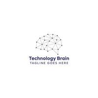 Brain logo with technology design vector