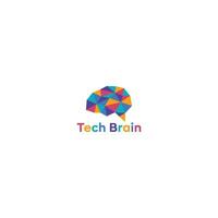 cerebro logo con tecnología diseño vector