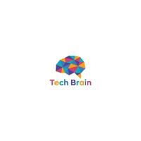 Brain logo with technology design vector