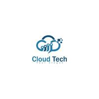 Cloud Tech Logo Design Template. Cloud stylish logo and icons vector