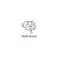 cerebro logo con tecnología diseño vector