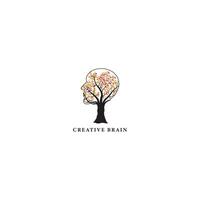 Árbol cerebral con inspiración de plantilla de diseño de logotipo raíz, ilustración vectorial. vector