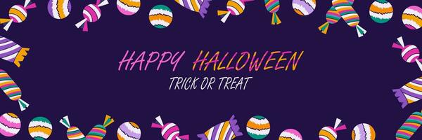 Halloween background with striped candies vector illustration