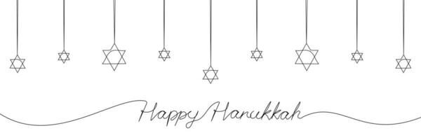 Happy Hanukkah one continuous line background vector illustration